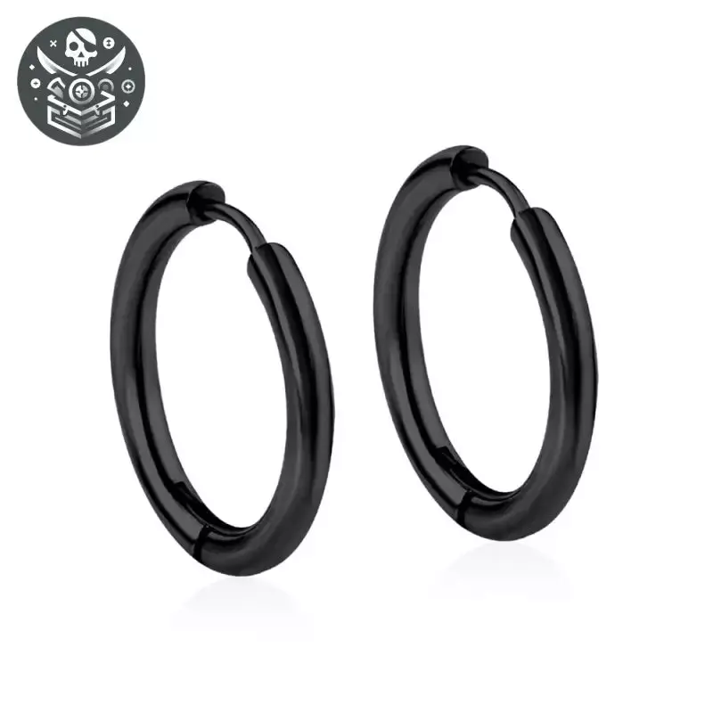 Anneau de pirate en acier inoxydable - Livraison Standard Offerte - black / 8mm
