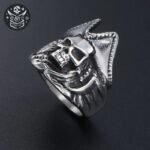 Bague Pirate Tête de Mort Tricorne Acier — Trésor Pirate (vue 3)