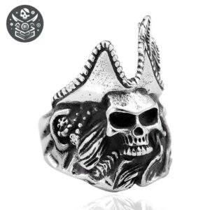 Bague Pirate Crâne Acier Résistant Chlore