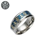 Bague pirate bleue en acier inoxydable 316L - 52 - Bague Pirate