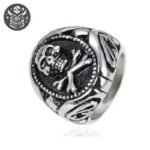 Chevalière Pirate Crâne Acier Homme — Trésor Pirate (vue 2)
