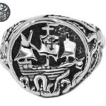 Bague Pirate Black Pearl Bateau Acier