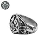 Bague Pirate Black Pearl Bateau Acier — Trésor Pirate (vue 2)