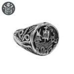 Bague Pirate Black Pearl Bateau Acier — Trésor Pirate (vue 4)