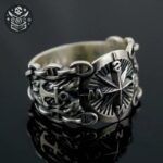 Bague Pirate Boussole Marine Acier Homme — Trésor Pirate (vue 4)