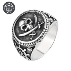 Bague Pirate Tête Mort Sabres Corsaire