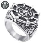 Bague Pirate Gouvernail Acier Inoxydable