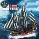 Bateau Pirate Lego Années 1990 Noir Blanc Crâne — Trésor Pirate (vue 4)