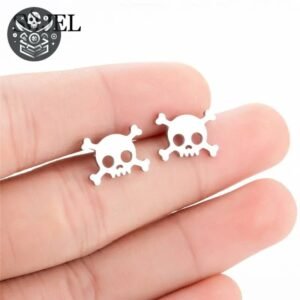 Boucle d’Oreille Pirate Crâne Mignon Argent — Trésor Pirate