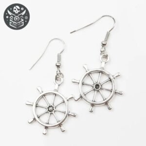 Boucle d’Oreille Pirate Gouvernail Acier Moderne — Trésor Pirate