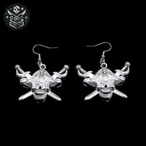 Boucle d’Oreille Pirate Crâne Épées Inferno — Trésor Pirate