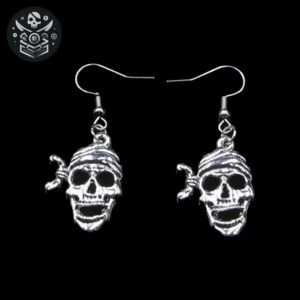 Boucle d’Oreille Pirate Crâne Bandana Acier — Trésor Pirate
