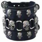 Bracelet Pirate Homme Cuir Acier Inoxydable — Trésor Pirate (vue 3)