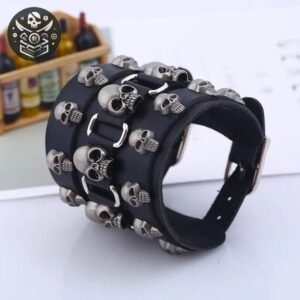 Bracelet Pirate Homme Cuir Acier Inoxydable — Trésor Pirate