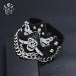 Bracelet Pirate Jolly Cuir Acier Homme — Trésor Pirate (vue 3)