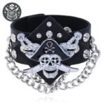Bracelet Pirate Jolly Cuir Acier Homme — Trésor Pirate (vue 4)