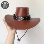 Chapeau Pirate Enfant Similicuir Marron Caraïbes — Trésor Pirate (vue 3)