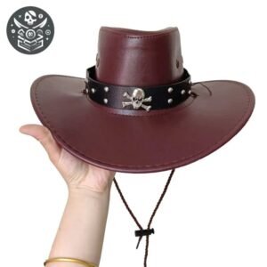 Chapeau Pirate Enfant Similicuir Marron Caraïbes — Trésor Pirate