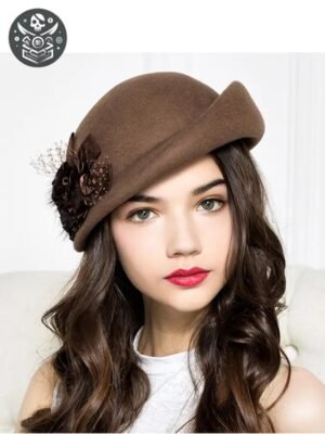 Chapeau Forban Laine Marron Femme Large Bord — Trésor Pirate