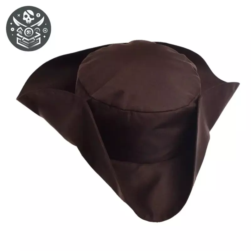 Chapeau pirate Jack Sparrow brun foncé avec une couronne arrondie et un large bord