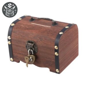 Coffre pirate en bois gardera tes économies 3 Coffre pirate en bois avec accents de métal et cadenas pour garder tes économies