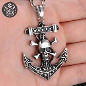 Collier Pirate Ancre Marine Acier Homme — Trésor Pirate