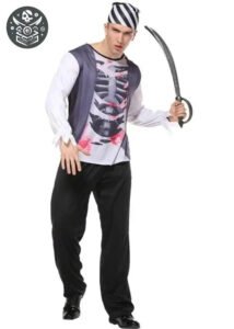 Costume de pirate homme squelette pour Halloween livraison offerte - S - Déguisement Pirate Homme