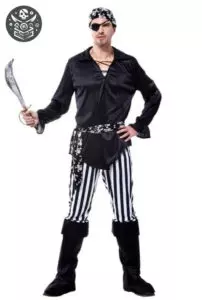 Déguisement de Pirate Noir de Qualité en Polyester - S - Déguisement Pirate Homme