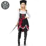 Déguisement Pirate Femme Noir Rouge Unique