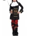 Déguisement Pirate Fille Manteau Noir Rayures