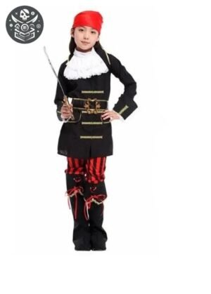Déguisement Pirate Fille Manteau Noir Rayures