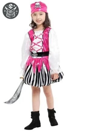 Déguisement Pirate Fille Bébé Rose Blanc