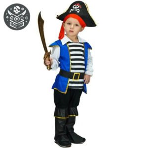 Déguisement Pirate Garçon Rayures Blanches 1 Déguisement Pirate Garçon Rayures Blanches - S - Déguisement Pirate Garçon