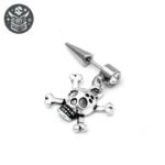 Boucle d&rsquo;Oreille Pirate Tête Mort Acier