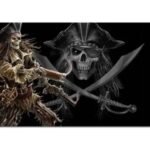Drapeau Pirate Fond Noir Motifs Authentique