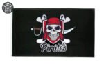 Drapeau pirate en polyester 90 x 150 cm avec tête de mort, bandeau rouge et épée