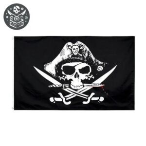 Drapeau Pirate Crâne Tricorne Sabres — Trésor Pirate