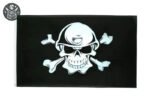 Drapeau pirate géant avec tête de mort et os croisés sur fond noir - Qualité Premium