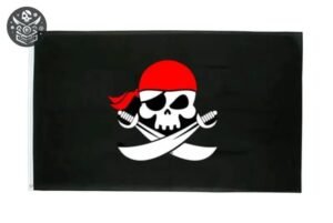Drapeau Pirate Navire Bandana Rouge Sabres — Trésor Pirate