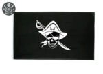 Drapeau pirate haute qualité avec tête de mort et os croisés sur fond noir