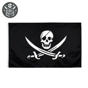 Drapeau Pirate Noir Polyester Polyuréthane — Trésor Pirate