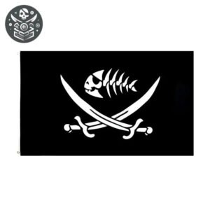 Drapeau Pirate Résistant aux Intempéries 2 Drapeau pirate avec épées croisées et squelette de poisson résistant aux intempéries