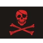 Drapeau Pirate Tête Sanglant Crâne Borgne