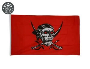 Drapeau pirate sanglant avec crâne aux yeux rouges et épées croisées - Qualité Premium