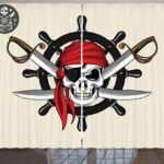 Rideau Pirate Jolly Roger Polyester Noir