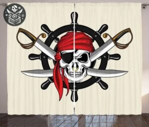 Rideau Pirate Jolly Roger Polyester Noir