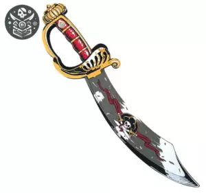 Jouet en plastique de qualité 1 Épée de pirate ornée avec garde dorée et lame ensanglantée - Jouet en plastique de qualité