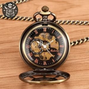Montre de Poche Pirate Gouvernail Acier — Trésor Pirate