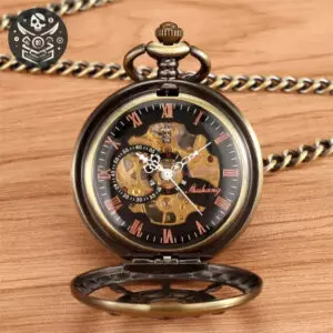 Montre Pirate de Poche en Acier avec Gouvernail