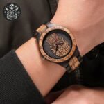 Montre Pirate Bois Bambou Crâne Mexicain — Trésor Pirate (vue 2)
